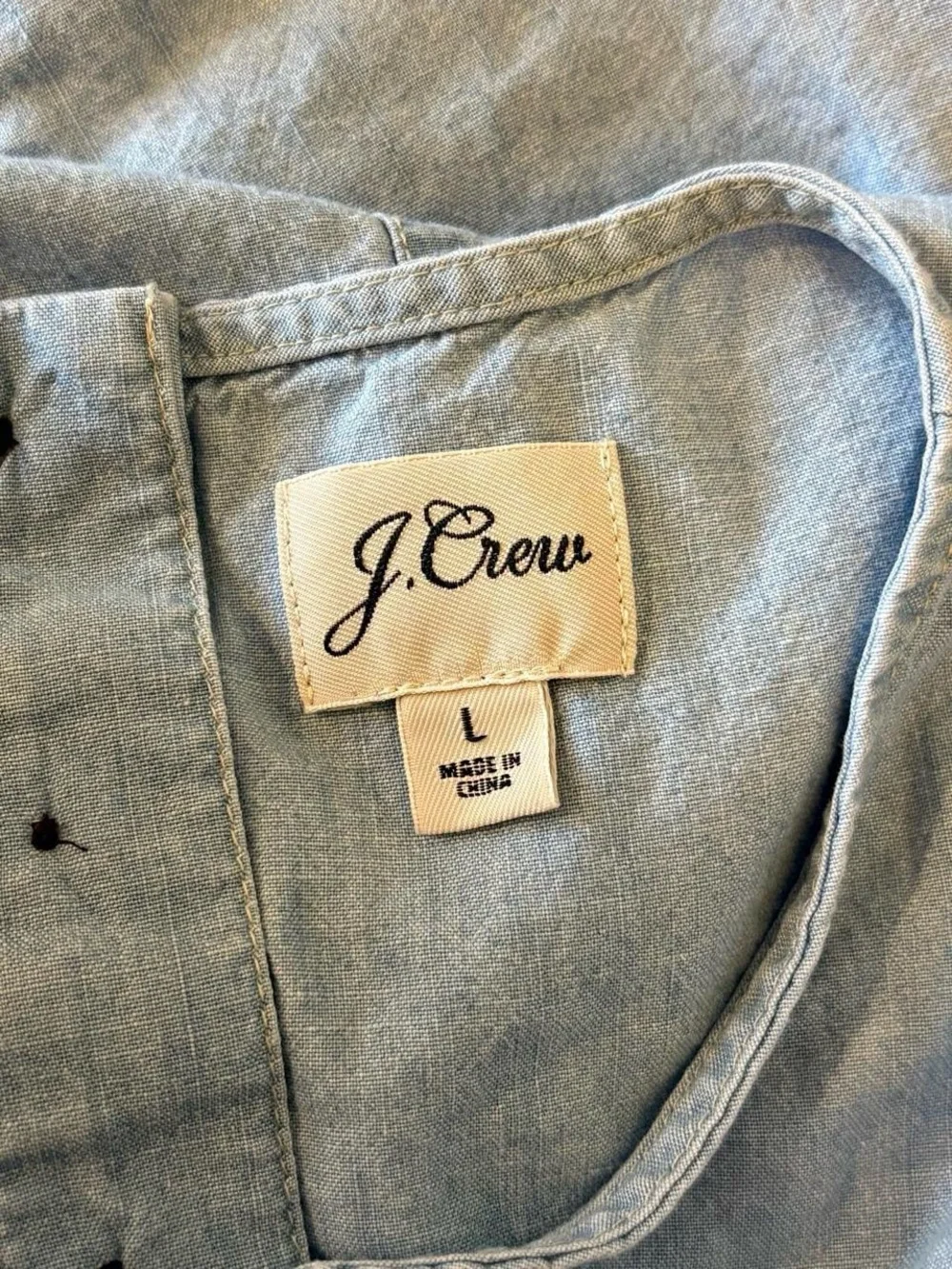 J. Crew 100% Cotton Chambray Button Back Tank Size Large